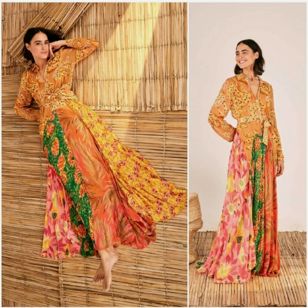 Farm Rio Mixed Print Chemise Maxidress - Picture 1 of 12